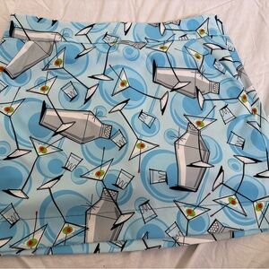 Loudmouth golf Blue martini print  Skort size 12